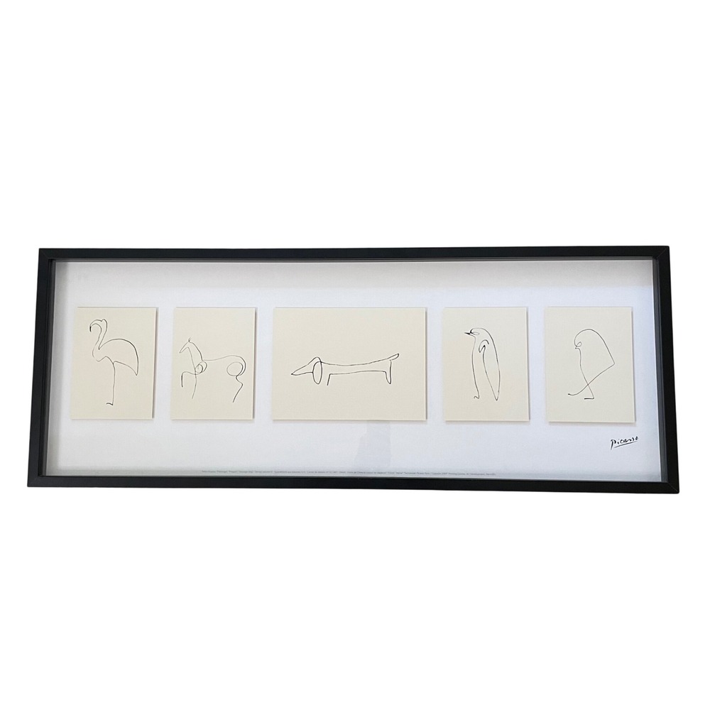 Pablo Picasso Animal Line Drawings Framed Print Set Flamingo Sausage Dog Horse